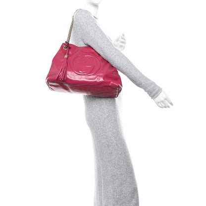 Gucci Vernice Naplack Medium Soho Chain Shoulder Bag Bright Bougainvillea 2 of 10