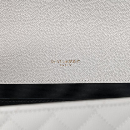 Saint Laurent Grain De Poudre Textured Mixed Matelasse Medium Triquilt Monogram Satchel Crema Soft 5 of 6