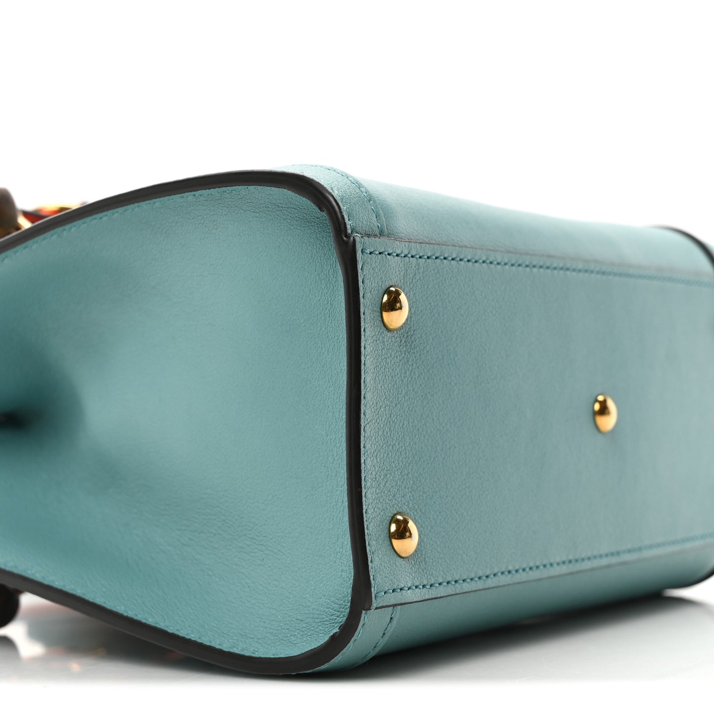Wonka Grain Calfskin Mini Diana Tote Bag Dusty Azure Orange Fluo