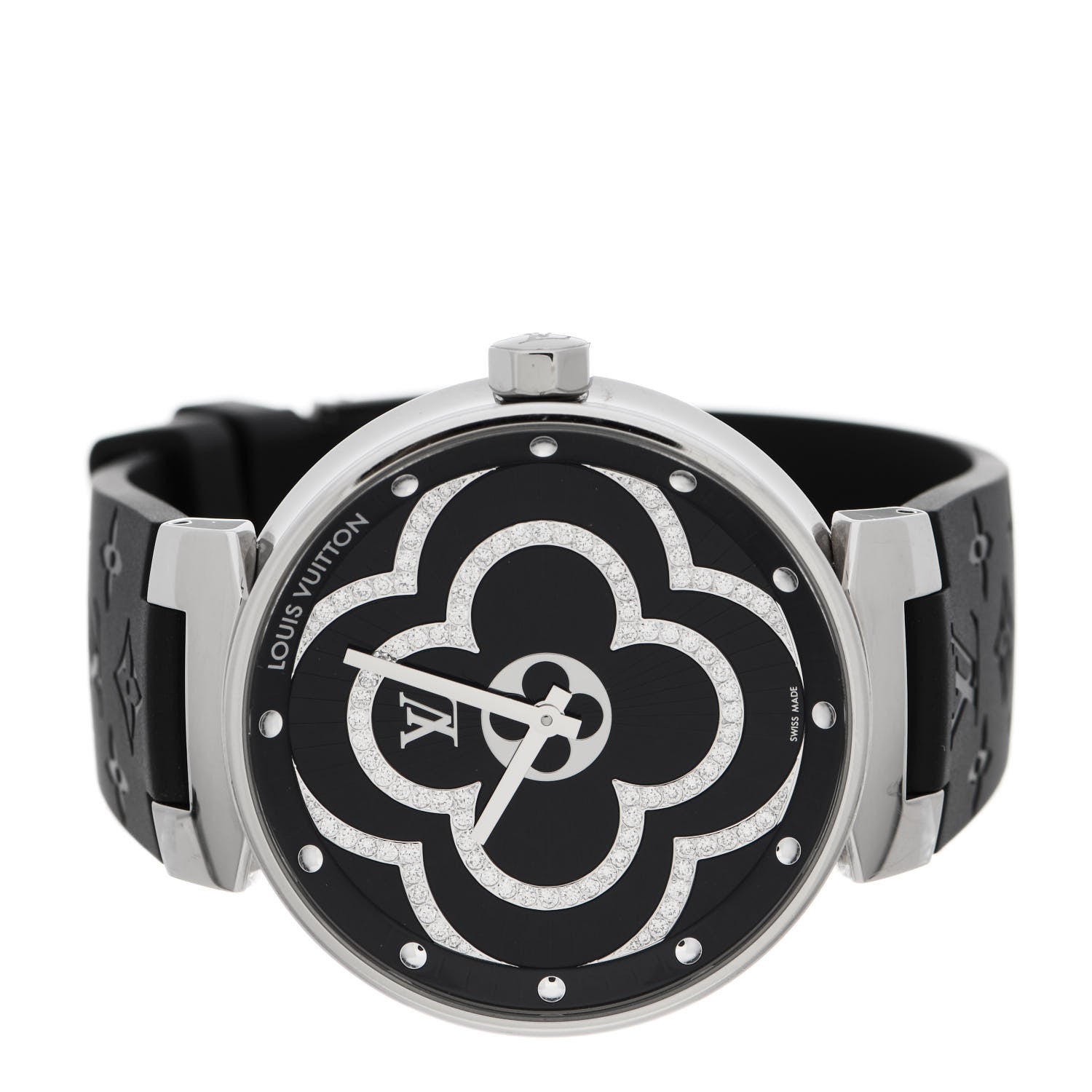Louis Vuitton Stainless Steel Rubber Diamond 39mm Tambour Moon Devine Quartz Watch 2 of 5