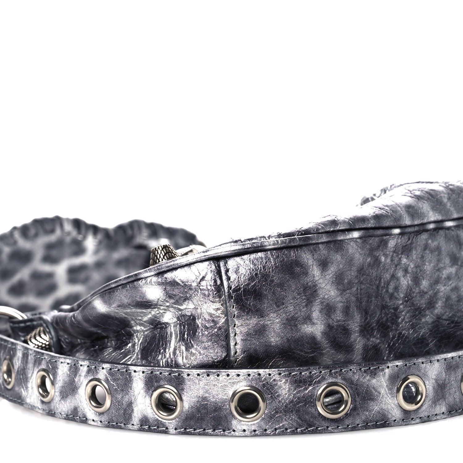 Balenciaga Metallic Agneau Arena Leopard Le Cagole Shoulder Bag XS Dark Grey 10 of 11