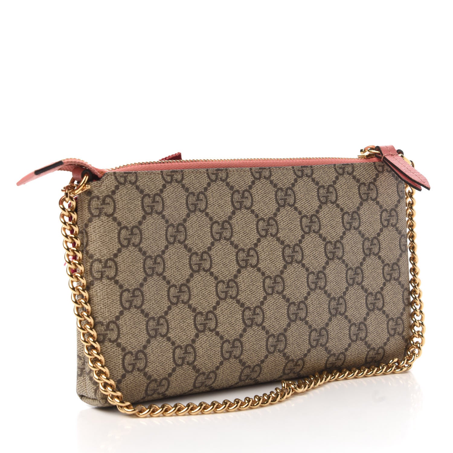 Gucci GG Supreme Monogram Face Embroidered Wrist Wallet Pink 3 of 11