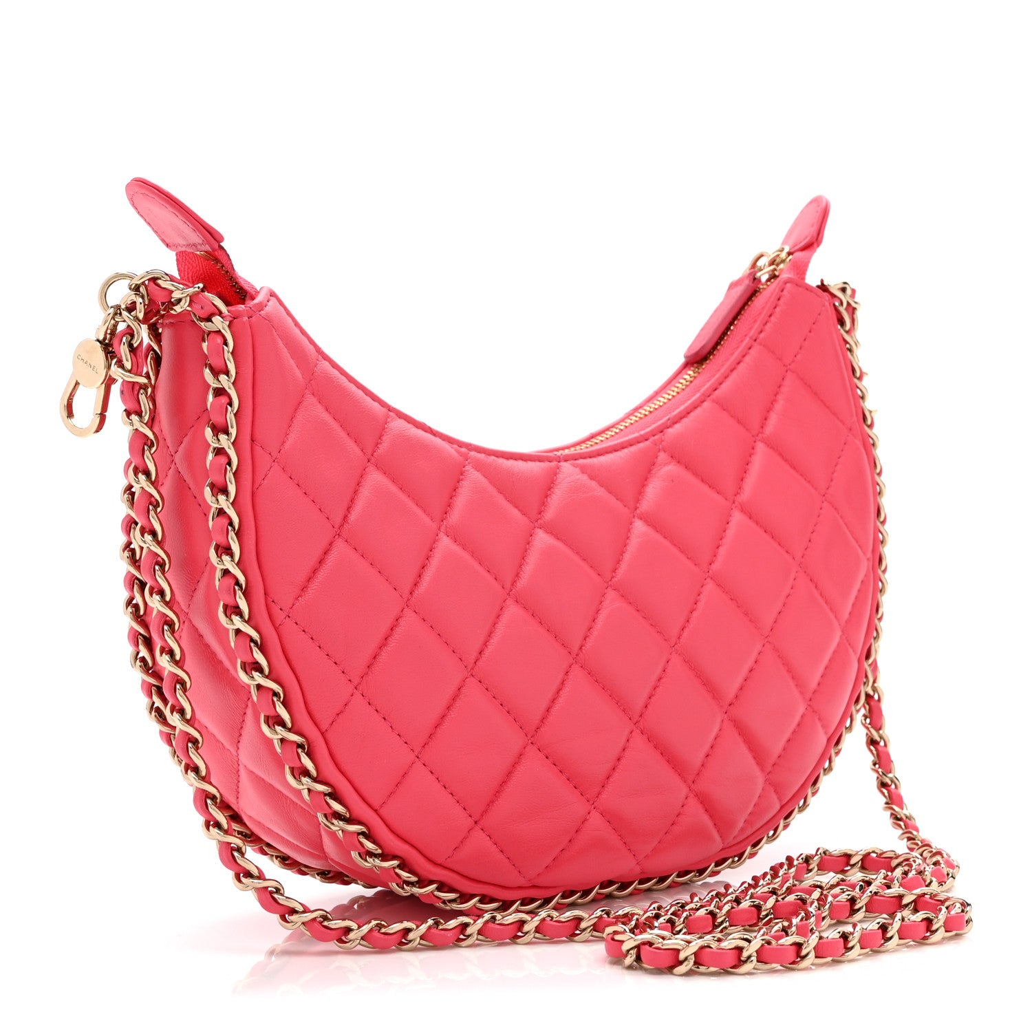 Chanel Lambskin Quilted Small Hobo Bag Pink 3 of 10