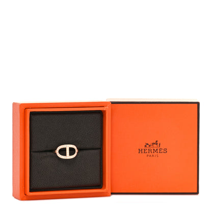 Hermes 18K Rose Gold Diamond MM Chaine d'Ancre Contour Ring 53 6.5 4 of 4
