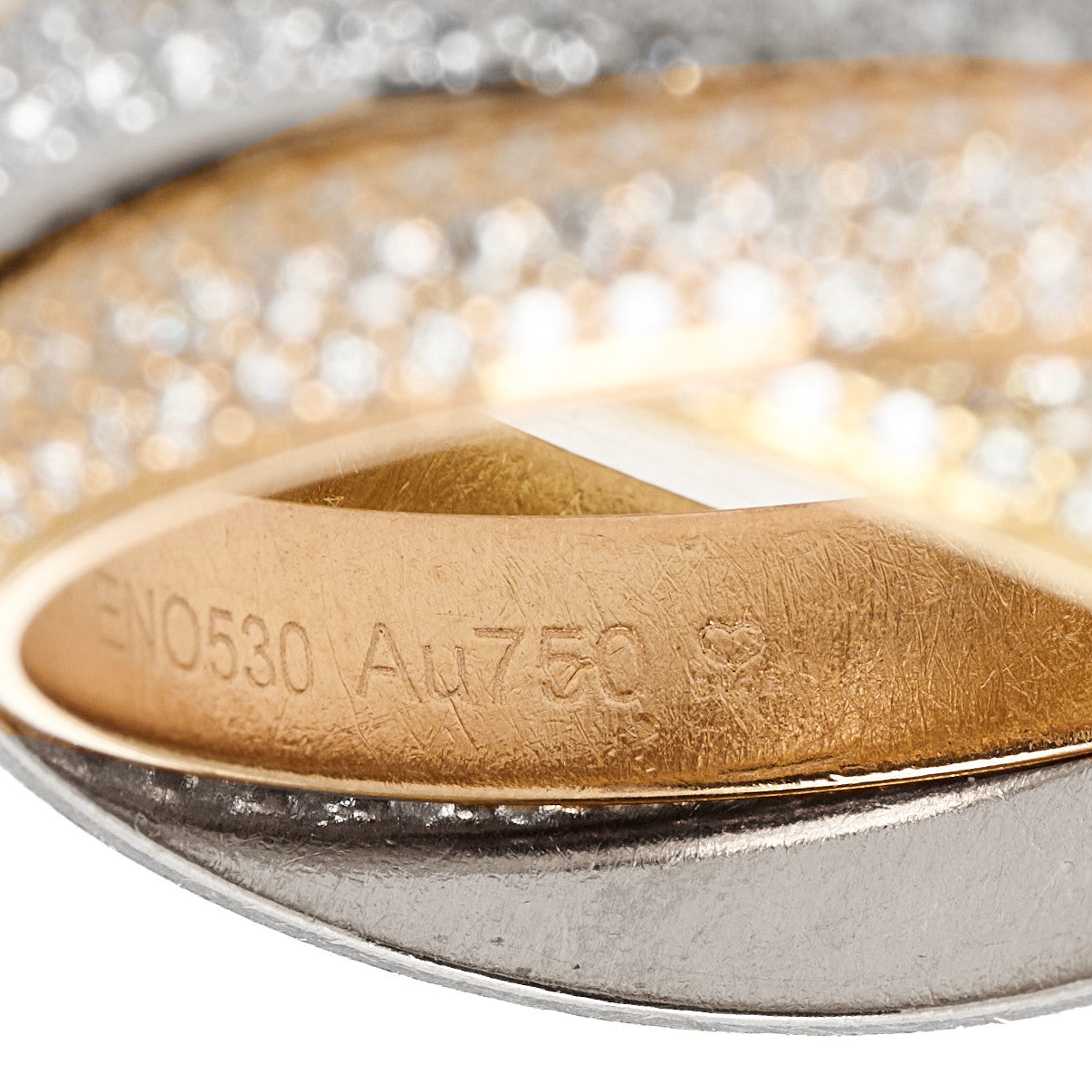 Cartier 18K White Yellow Pink Gold Diamond MM Trinity Full Paved Ring 57 8 6 of 7