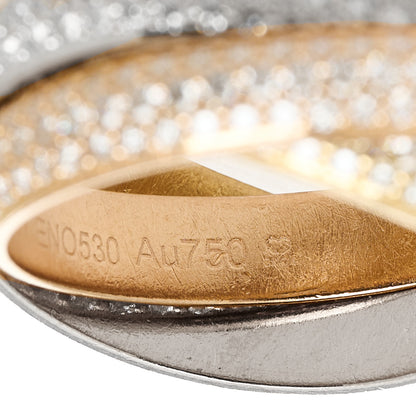 Cartier 18K White Yellow Pink Gold Diamond MM Trinity Full Paved Ring 57 8 6 of 7