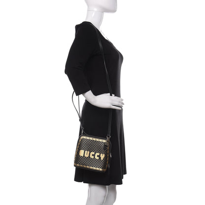 Gucci X SEGA Calfskin GUCCY Stars Mini Dome Shoulder Bag Black Gold 2 of 12