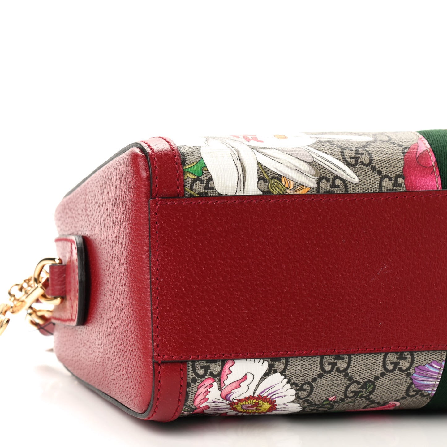 GG Supreme Monogram Flora Web Medium Ophidia Boston Red