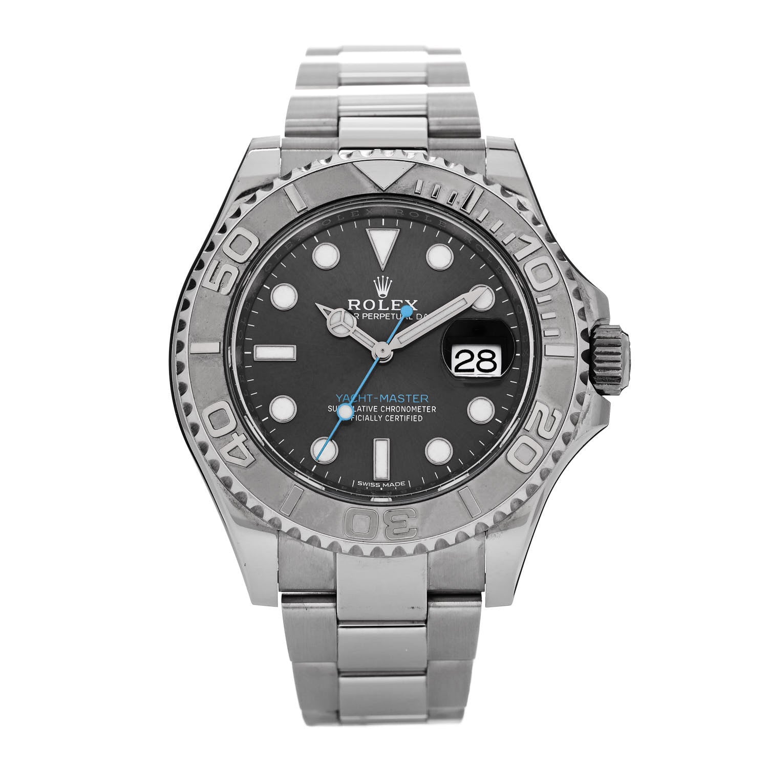 Rolex Stainless Steel Platinum 40mm Oyster Perpetual Date Yacht-Master Watch Slate 116622 1 of 5