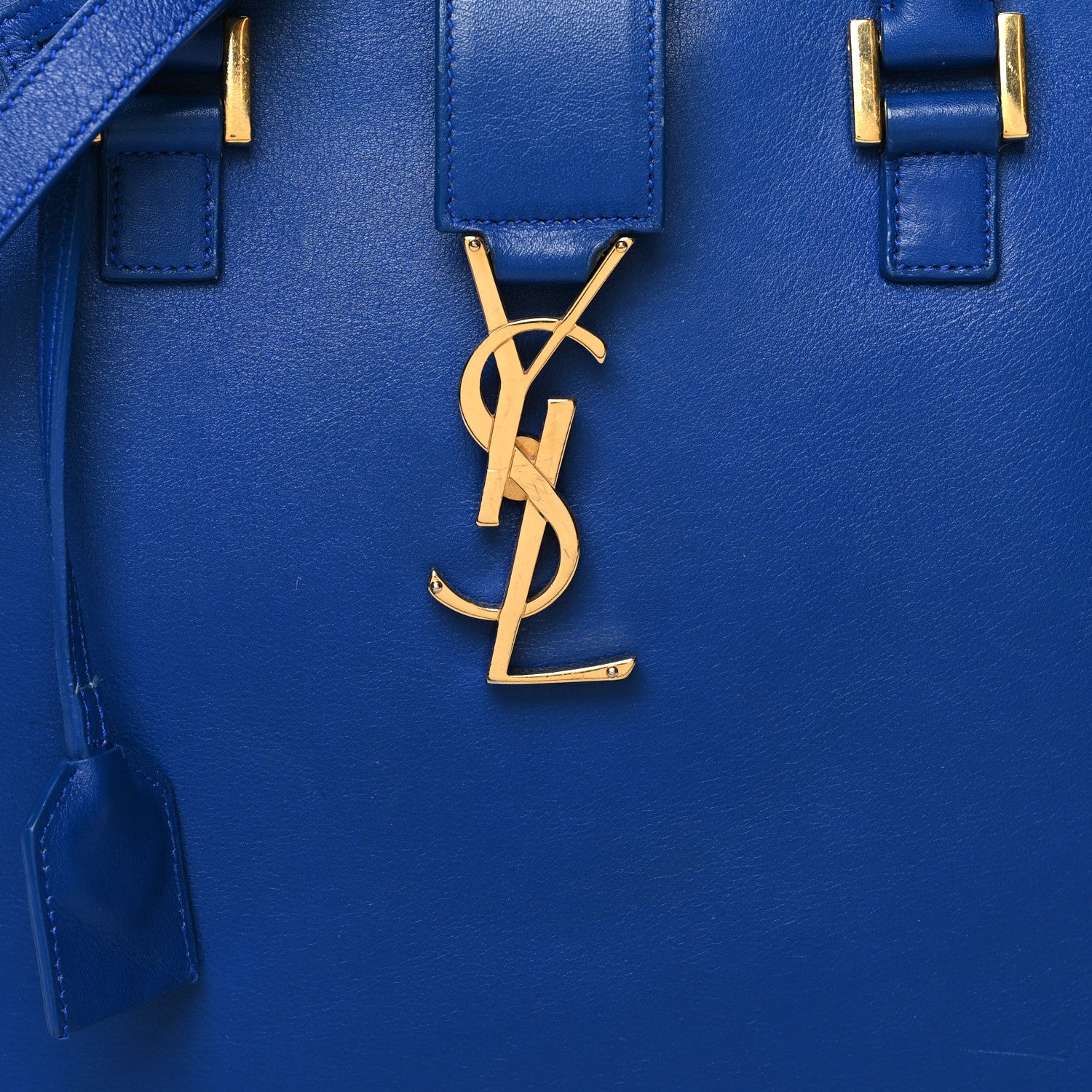 Saint Laurent Calfskin Small Monogram Cabas Blue Majorelle 8 of 16