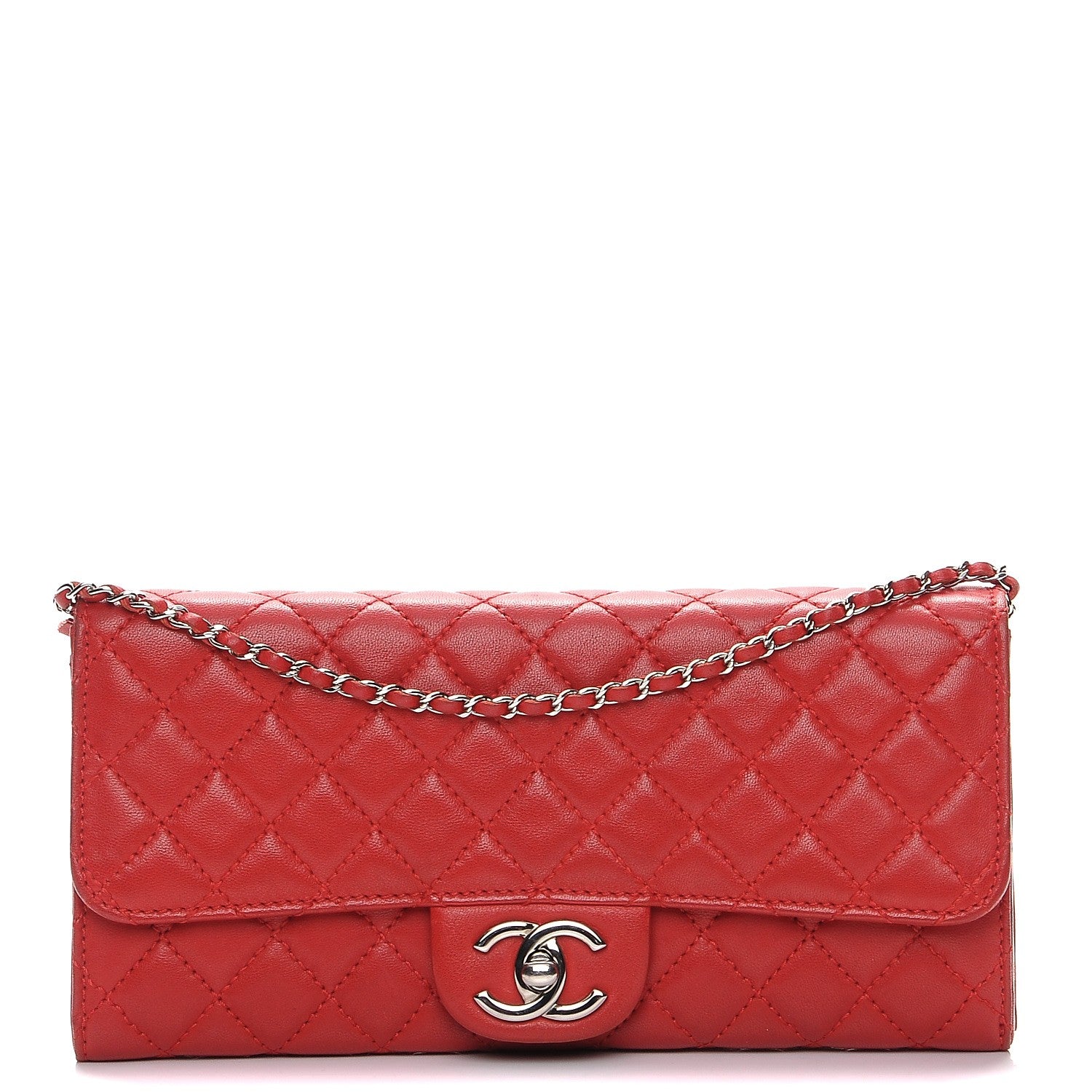 Chanel Lambskin Quilted Chain Clutch Flap Red 1 of 8