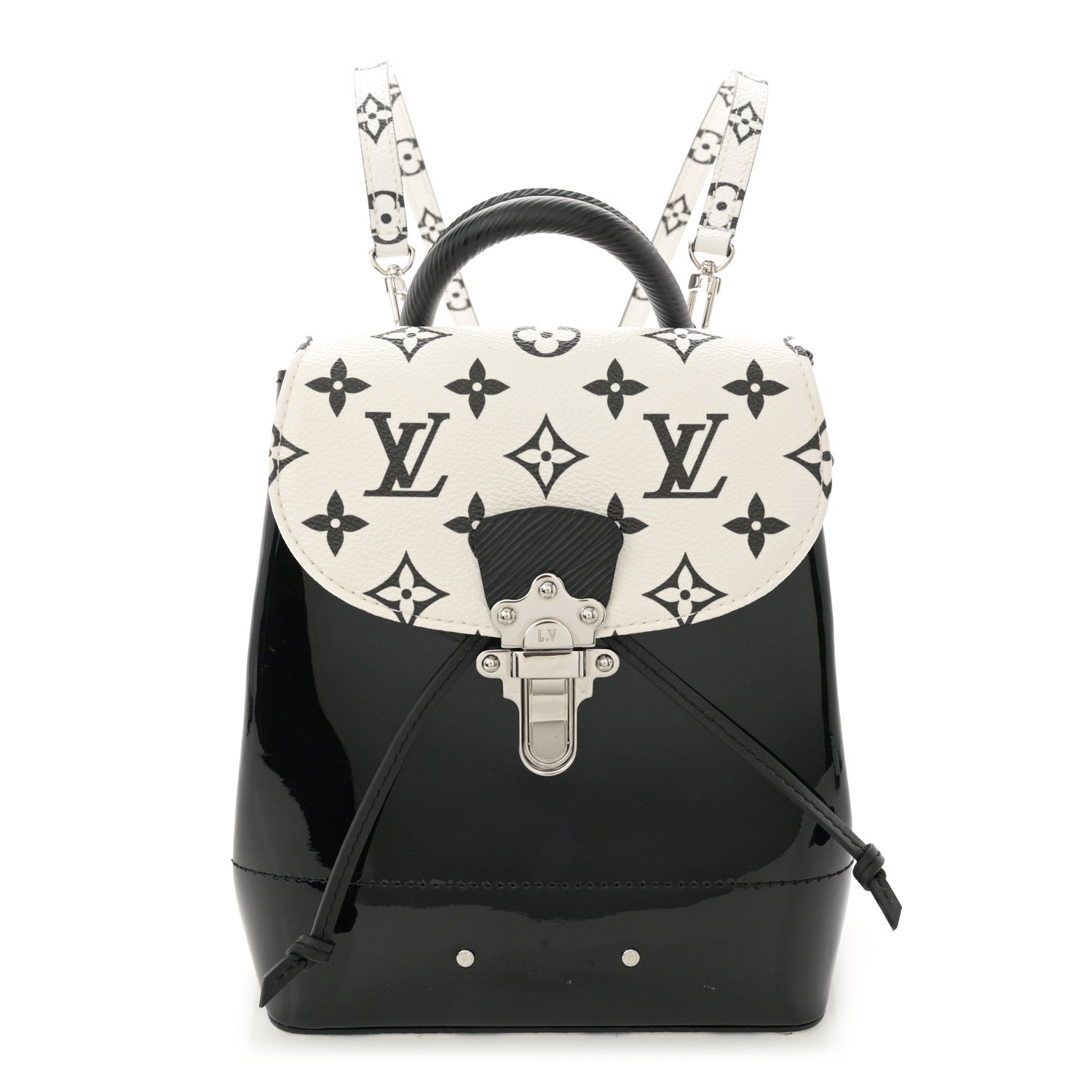 Louis Vuitton Patent Monogram Hot Springs Backpack Black White 1 of 9