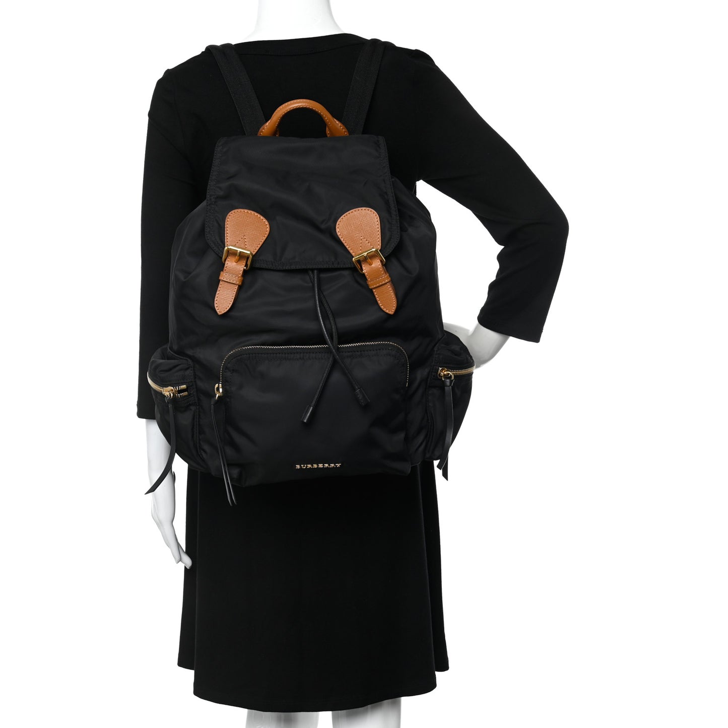 Nylon Medium Rucksack Backpack Black
