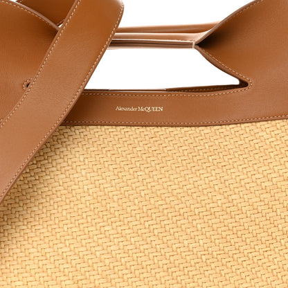Alexander McQueen Raffia Calfskin Small The Bow Bag Natural Tan 8 of 10