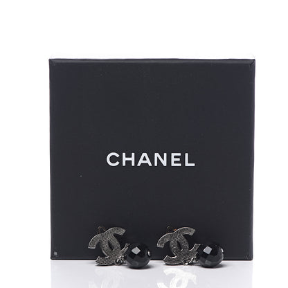 Chanel Ruthenium CC Bead Drop Clip On Earrings Black 5 of 5