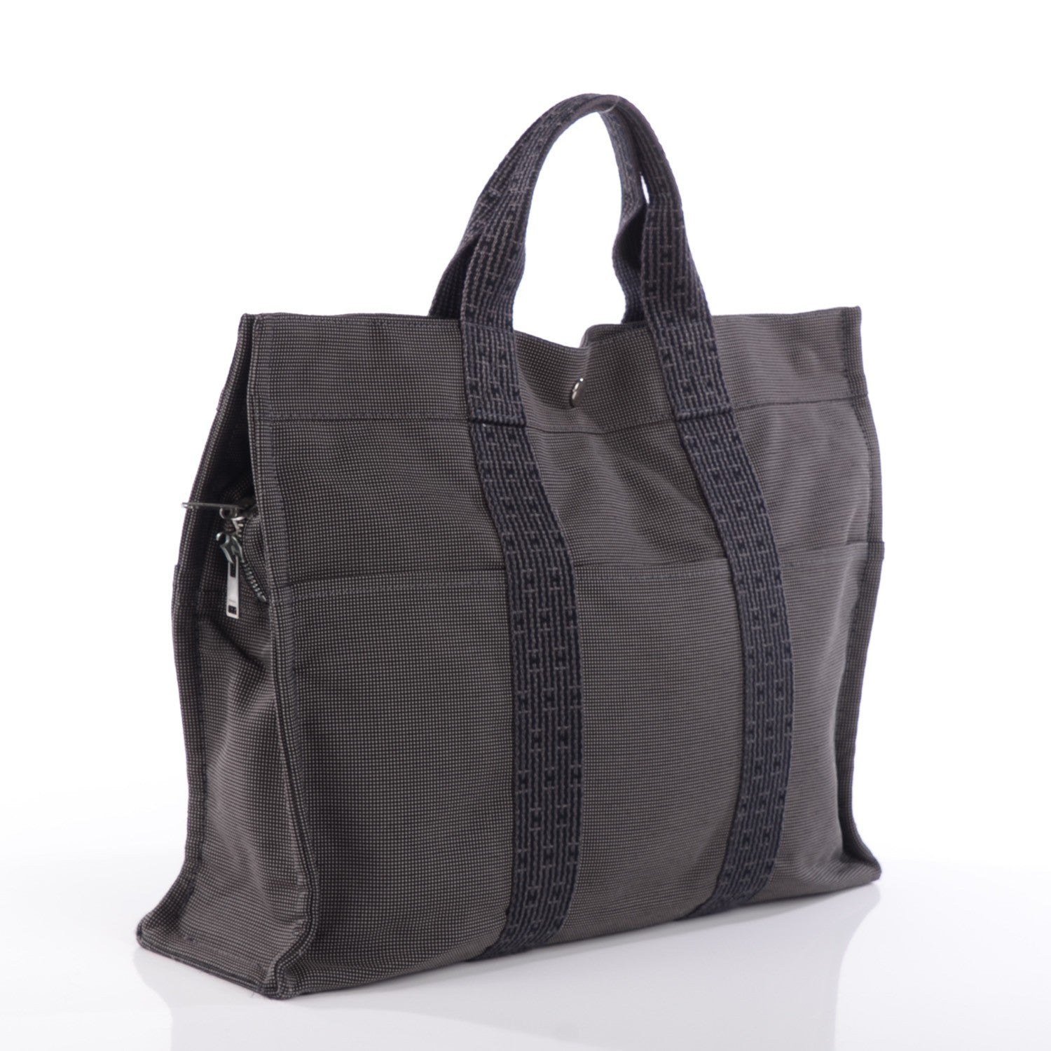 Hermes Canvas Herline MM Tote Grey 7 of 13
