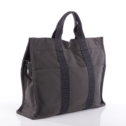 Hermes Canvas Herline MM Tote Grey 7 of 13
