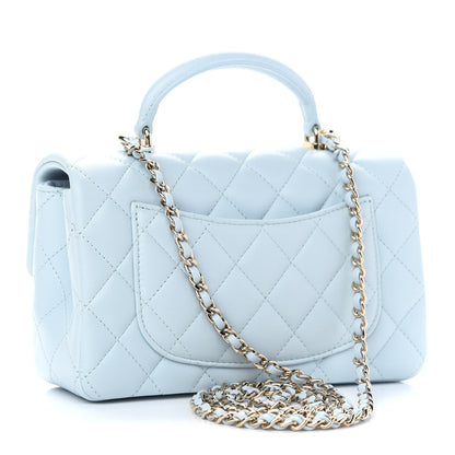 Chanel Lambskin Quilted Mini Top Handle Rectangular Flap Light Blue 2 of 8