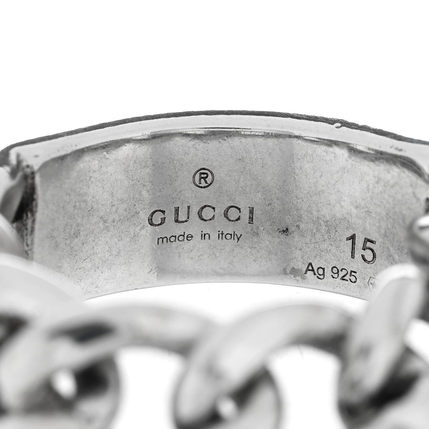 Sterling Silver Enamel Logo Chain Ring 55 7.25 Turquoise