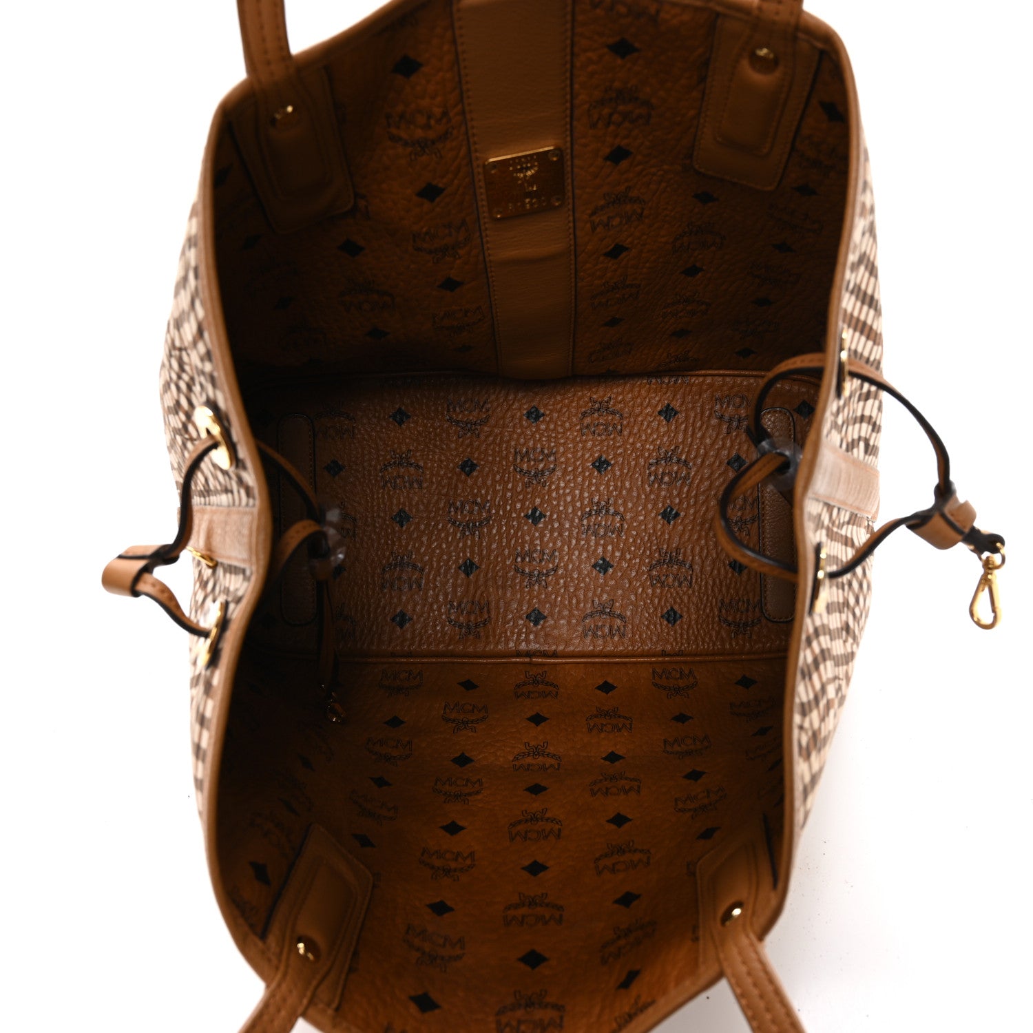 MCM Visetos Medium Liz Reversible Shopper Tote Cognac 1887445