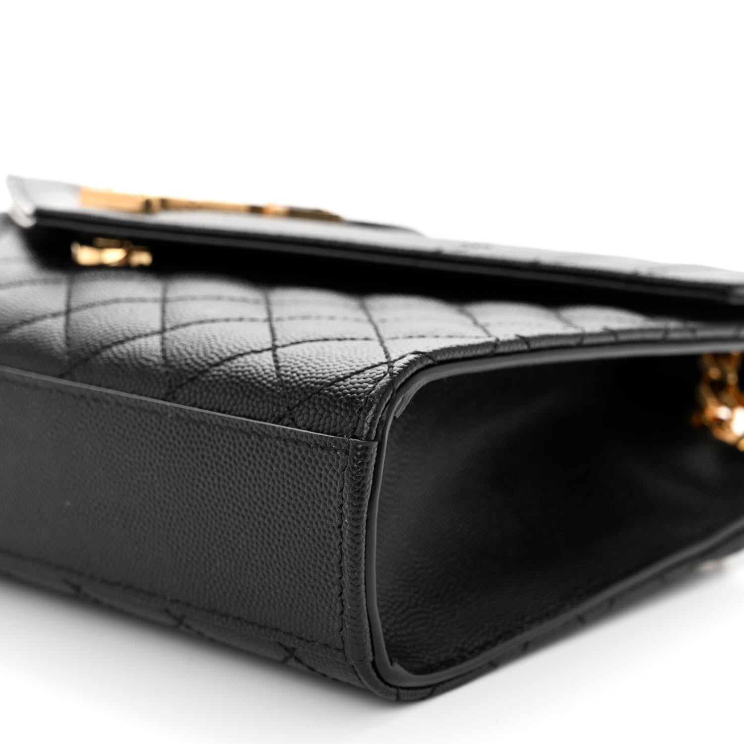 Saint Laurent Grain De Poudre Textured Mixed Matelasse Triquilt Medium Monogram Satchel Black 9 of 9