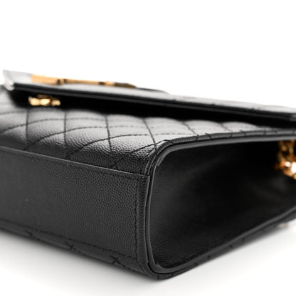 Saint Laurent Grain De Poudre Textured Mixed Matelasse Triquilt Medium Monogram Satchel Black 9 of 9