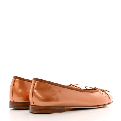 Chanel Patent Calfskin CC Cap Toe Ballerina Flats 39.5 Beige Fonce 4 of 8