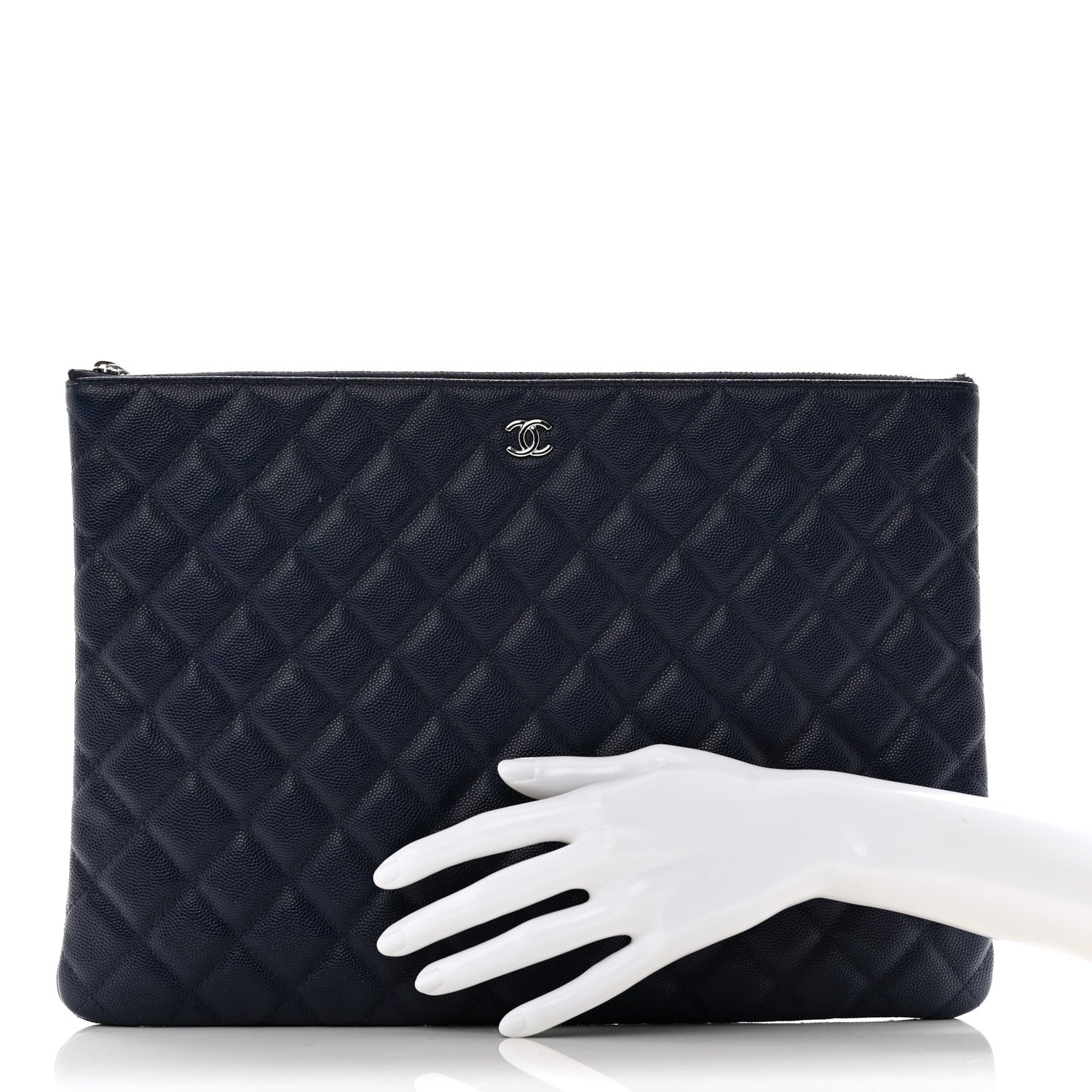 Chanel Caviar Quilted Large Cosmetic Case Navy 2 of 10
