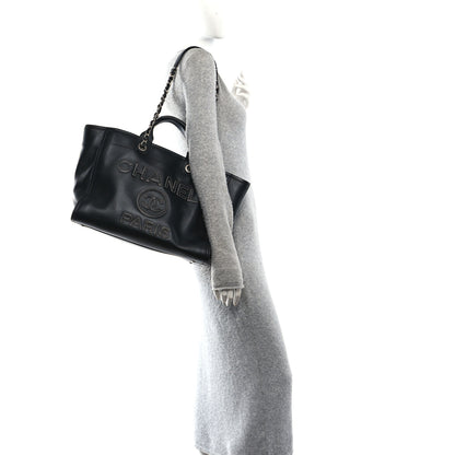 Chanel Calfskin Medium Deauville Tote Black 2 of 12