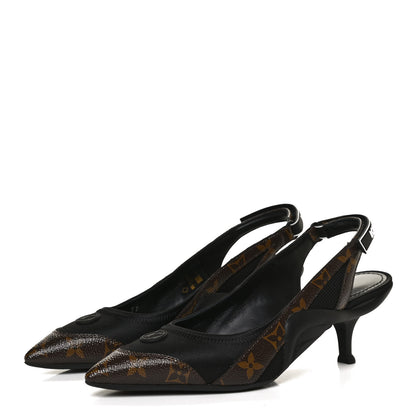 Louis Vuitton Patent Monogram Archlight Slingback Pumps 37 Black 3 of 13