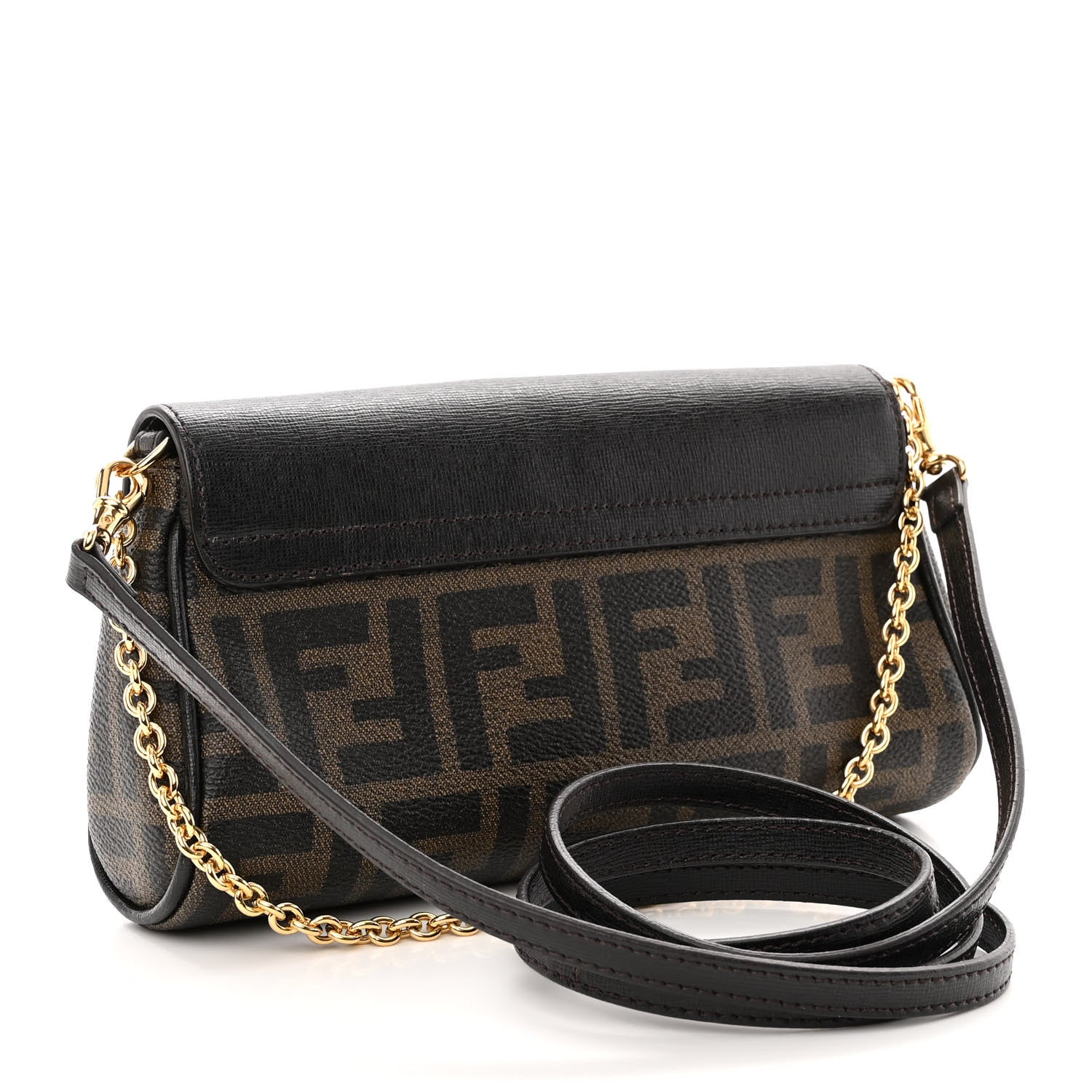 Fendi Zucca Spalmati Vitello Elite Flap Crossbody Bag Tobacco Marrone 3 of 9