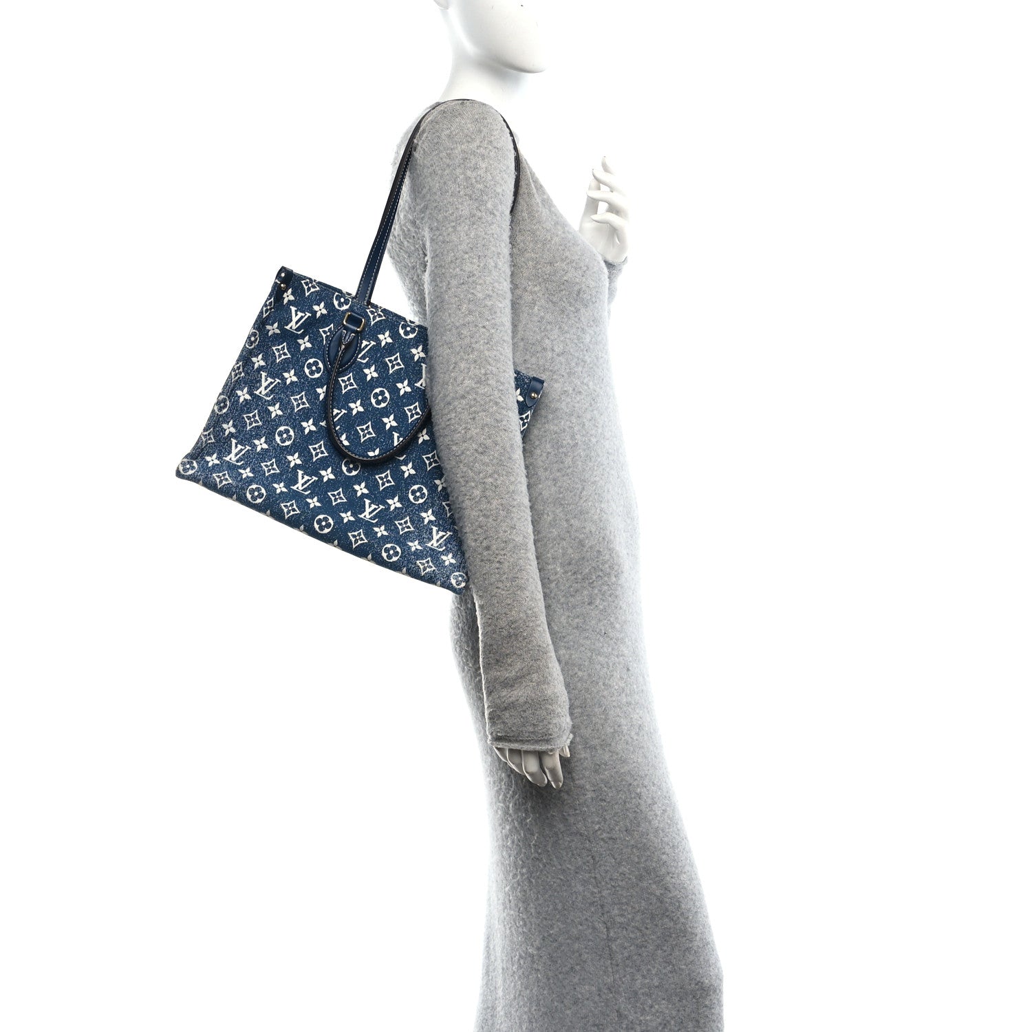 Louis Vuitton Monogram Jacquard Denim Onthego MM Bleu 2 of 9