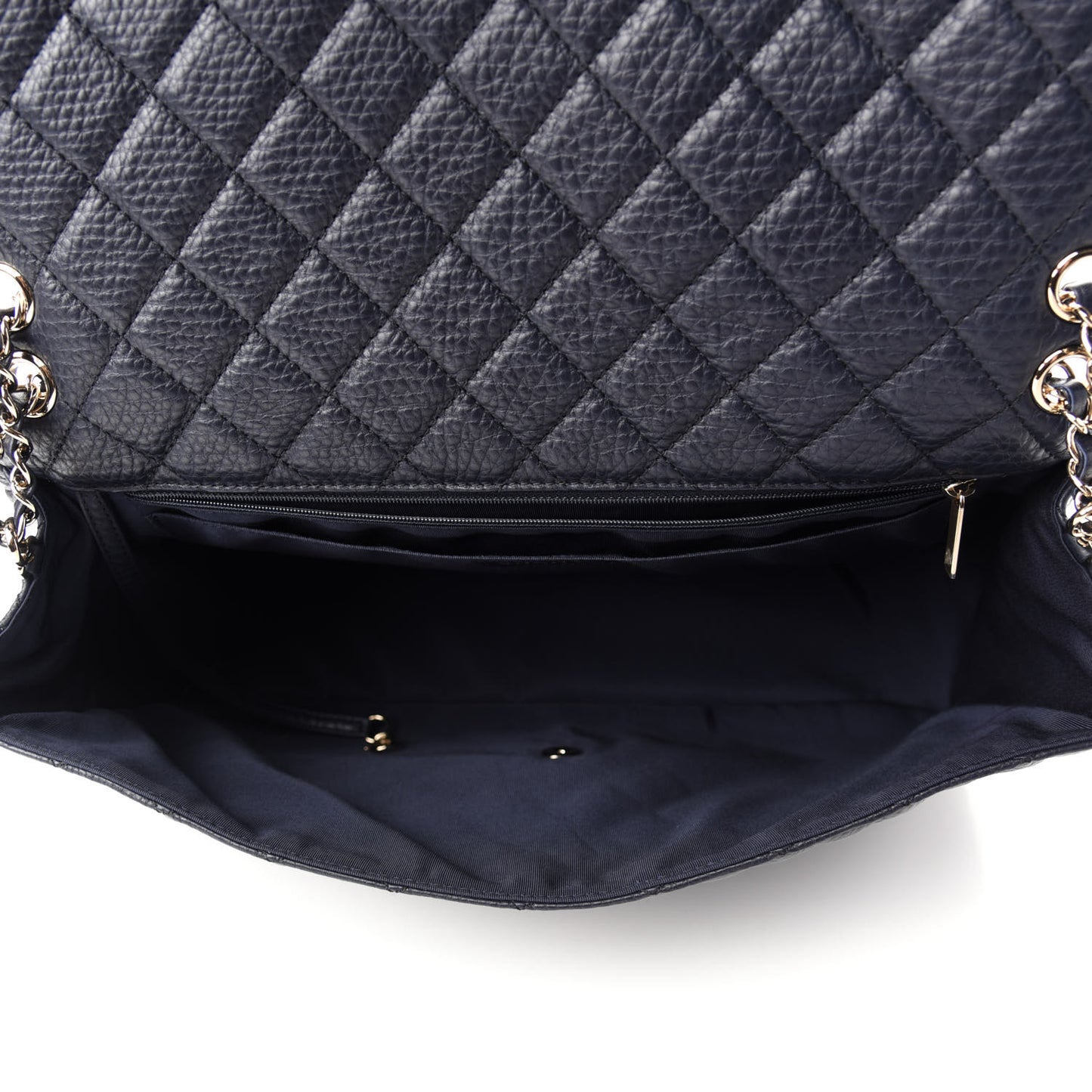 Calfskin Quilted Small XXL Travel Flap Bag Navy