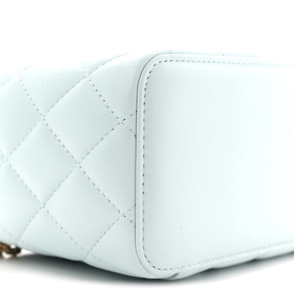 Chanel Lambskin Quilted Small Top Handle Vanity Case With Chain Light Blue 9 of 10