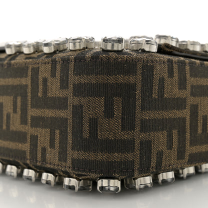 Fendi Fabric Jacquard FF 1974 Crystal Embellished Baguette Tobacco Moro Multicolor 10 of 11