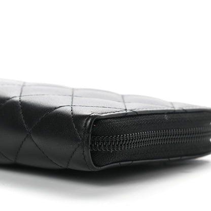 Chanel Calfskin Quilted Cambon Large Gusset Zip Around Wallet Black 10 of 10