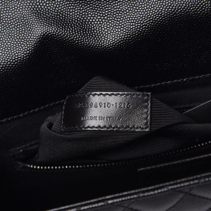 Saint Laurent Grain De Poudre Textured Mixed Matelasse Large Triquilt Monogram Monochrome Satchel Black 8 of 11