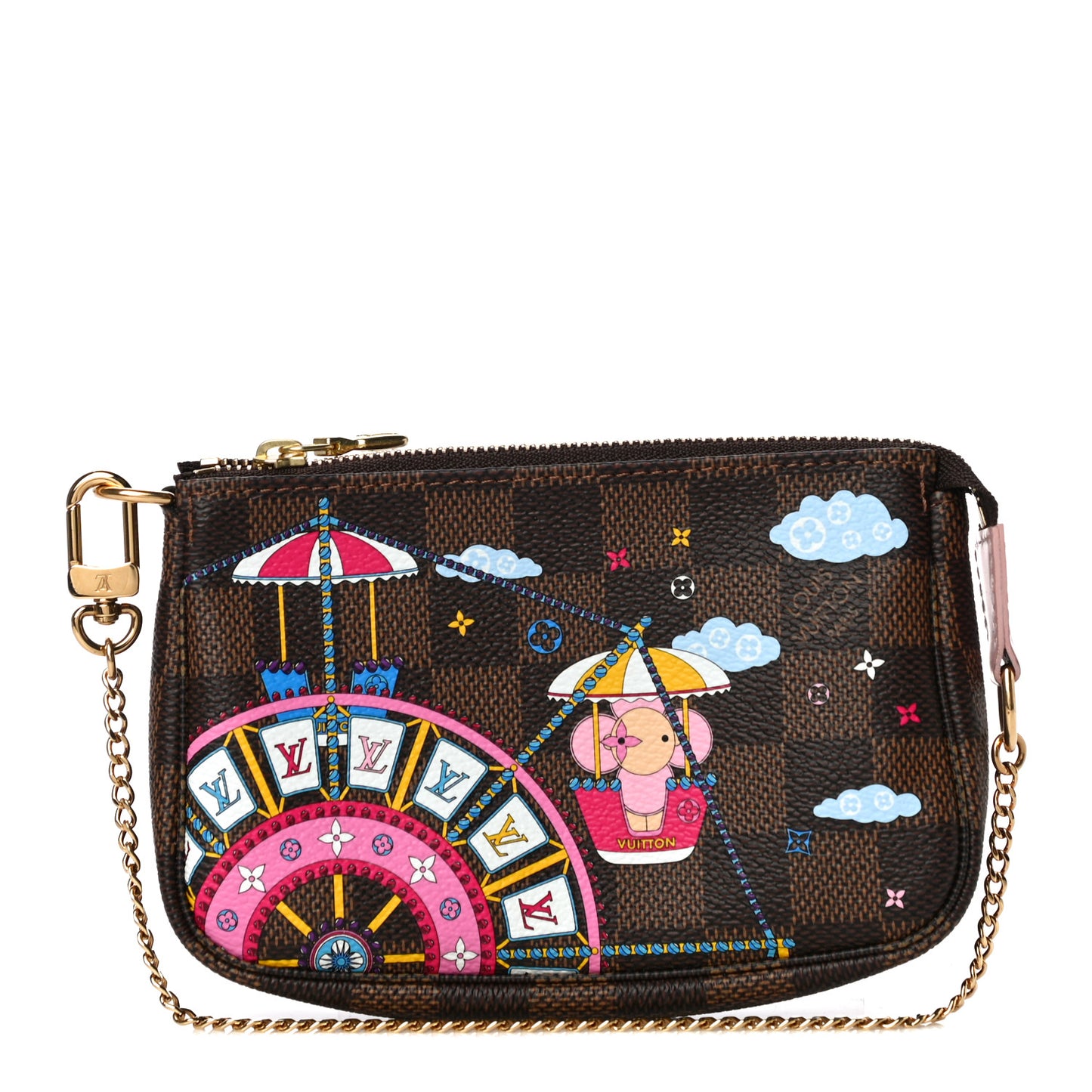Damier Ebene 2020 Christmas Animation Big Wheel Mini Pochette Accessories Rose Ballerine