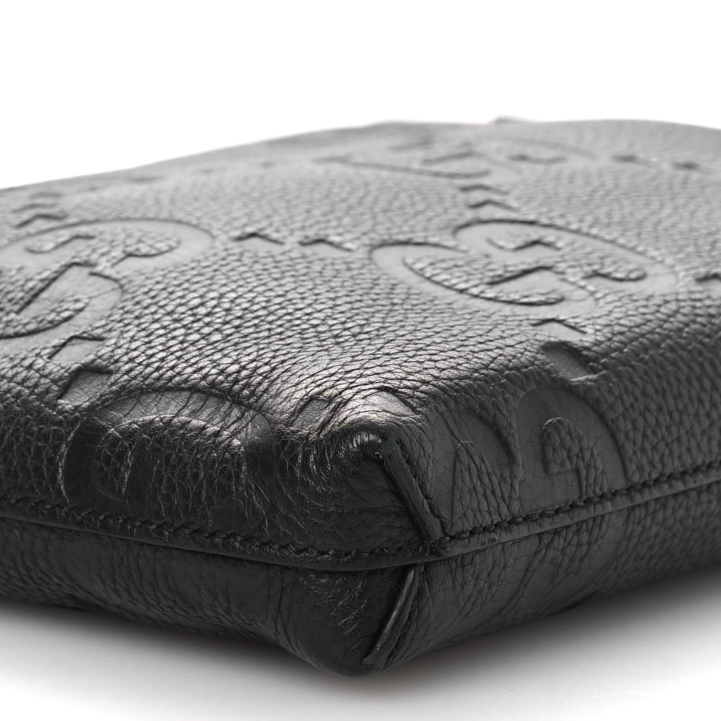 Piuma Calfskin Jumbo GG Embossed Medium Wristlet Messenger Bag Black