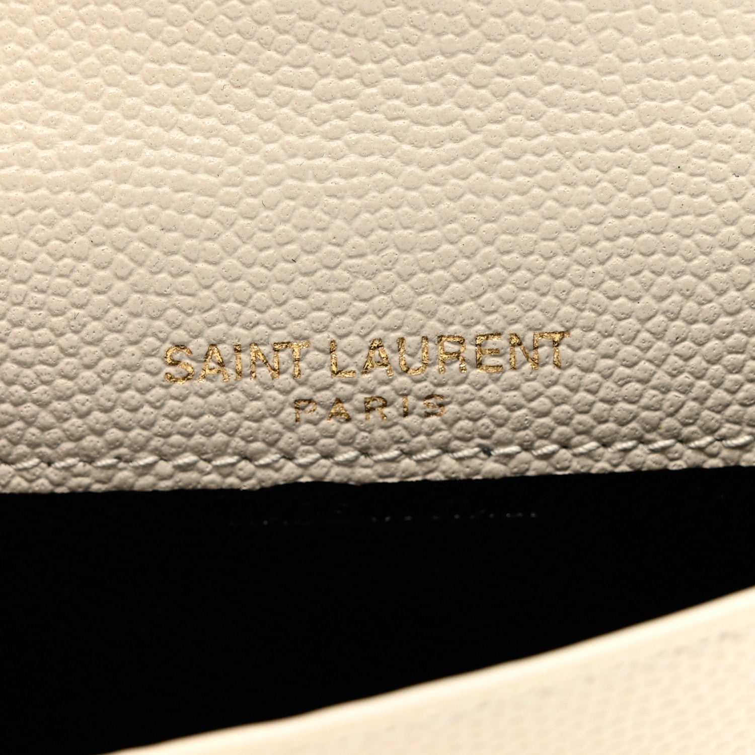 Saint Laurent Grain De Poudre Uptown Monogram Card Case Crema Soft 5 of 6