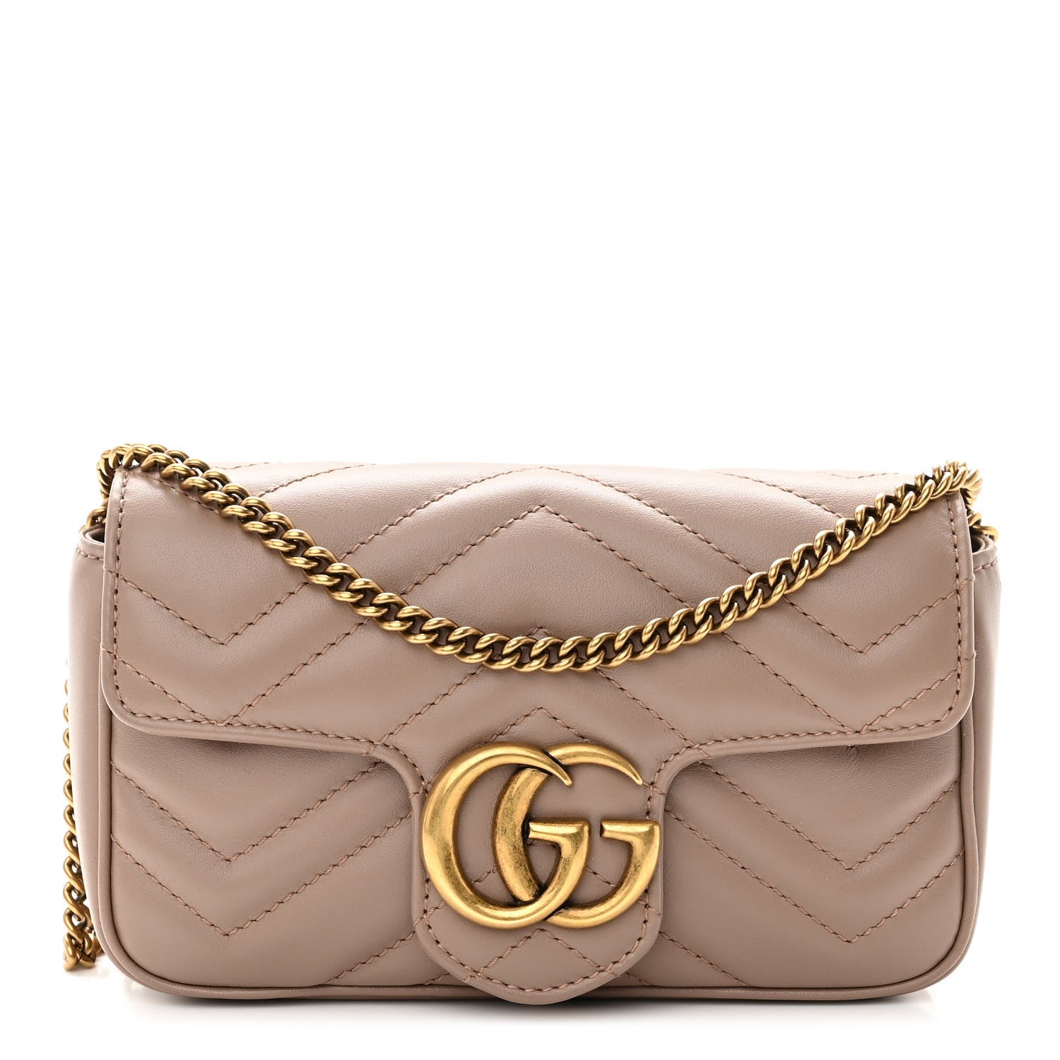 Gucci Calfskin Matelasse Super Mini GG Marmont Shoulder Bag Porcelain Rose 1 of 11