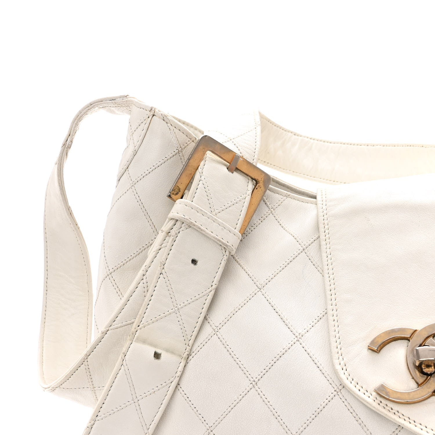 Chanel Lambskin Stitched Shoulder Bag White 12 of 13