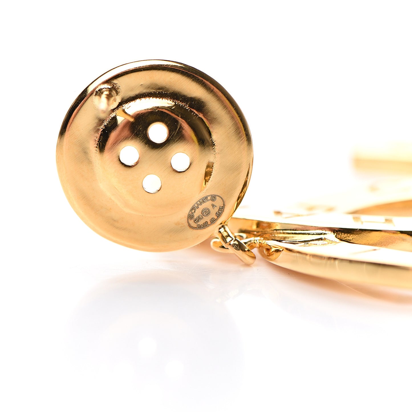 Metal Large Paris Button Earrings Gold
