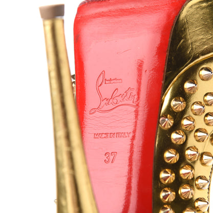 Christian Louboutin Specchio Lady Peep Spikes 150 Pumps 37 Gold 7 of 11
