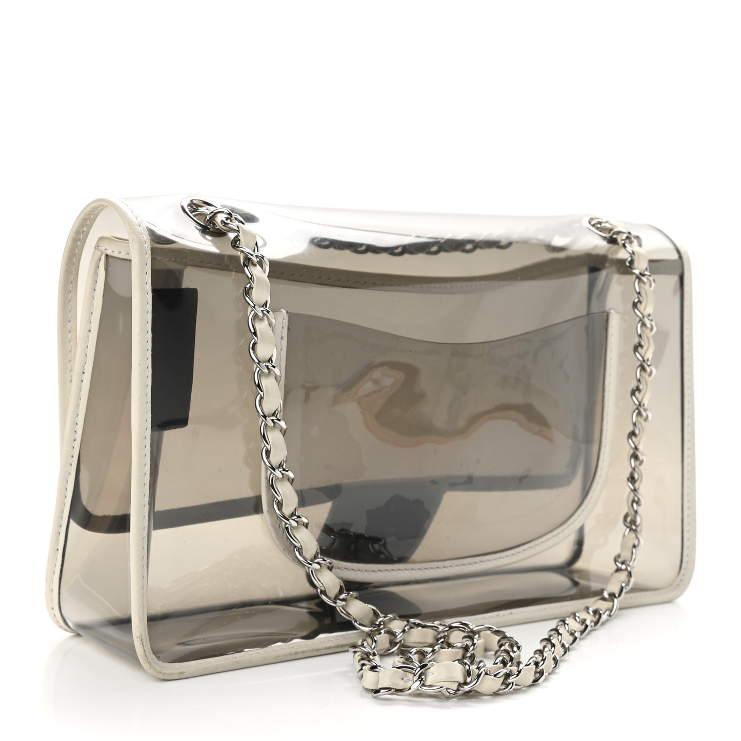 Lambskin Vinyl Large Naked Flap Silver