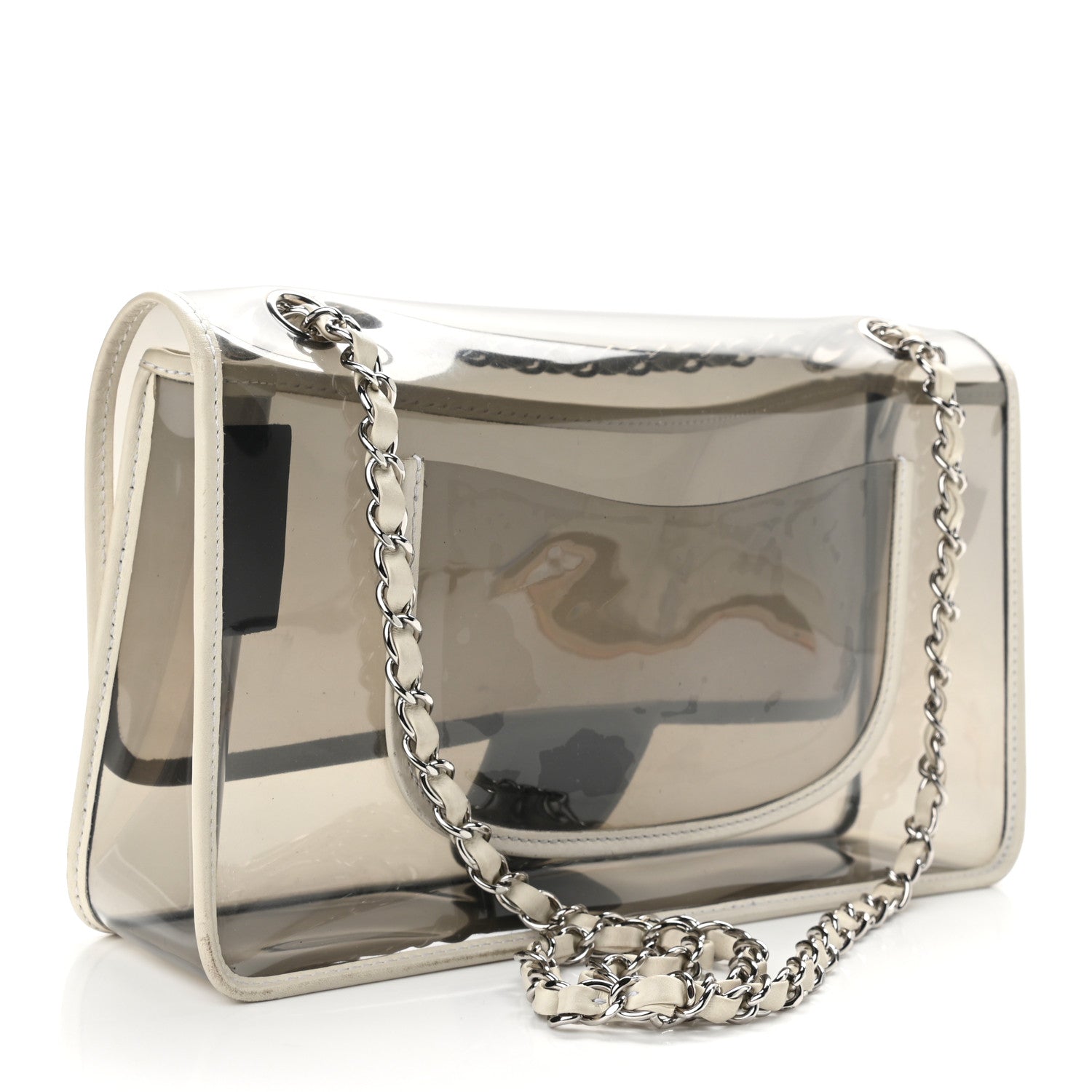 Chanel Lambskin Vinyl Large Naked Flap Silver 3 of 10