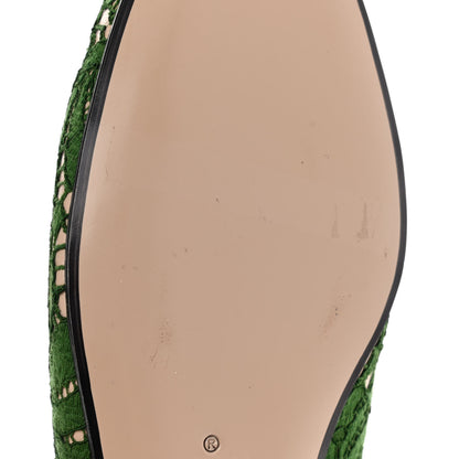 Gucci Lace Malaga Kid Womens Princetown Slippers 36.5 Green Grass Skin Rose 8 of 8