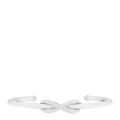 Tiffany 18K White Gold Diamond Infinity Cuff Bracelet 1 of 3