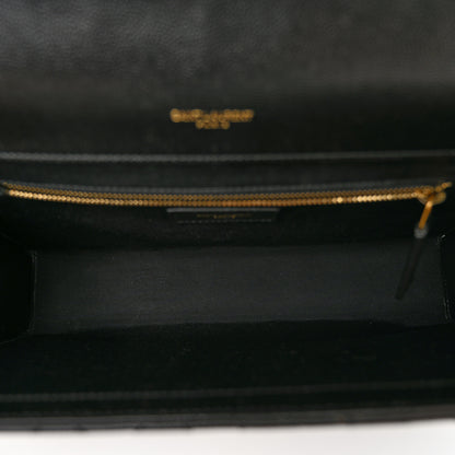 Saint Laurent Grain De Poudre Textured Mixed Matelasse Large Triquilt Monogram Satchel Black 5 of 10