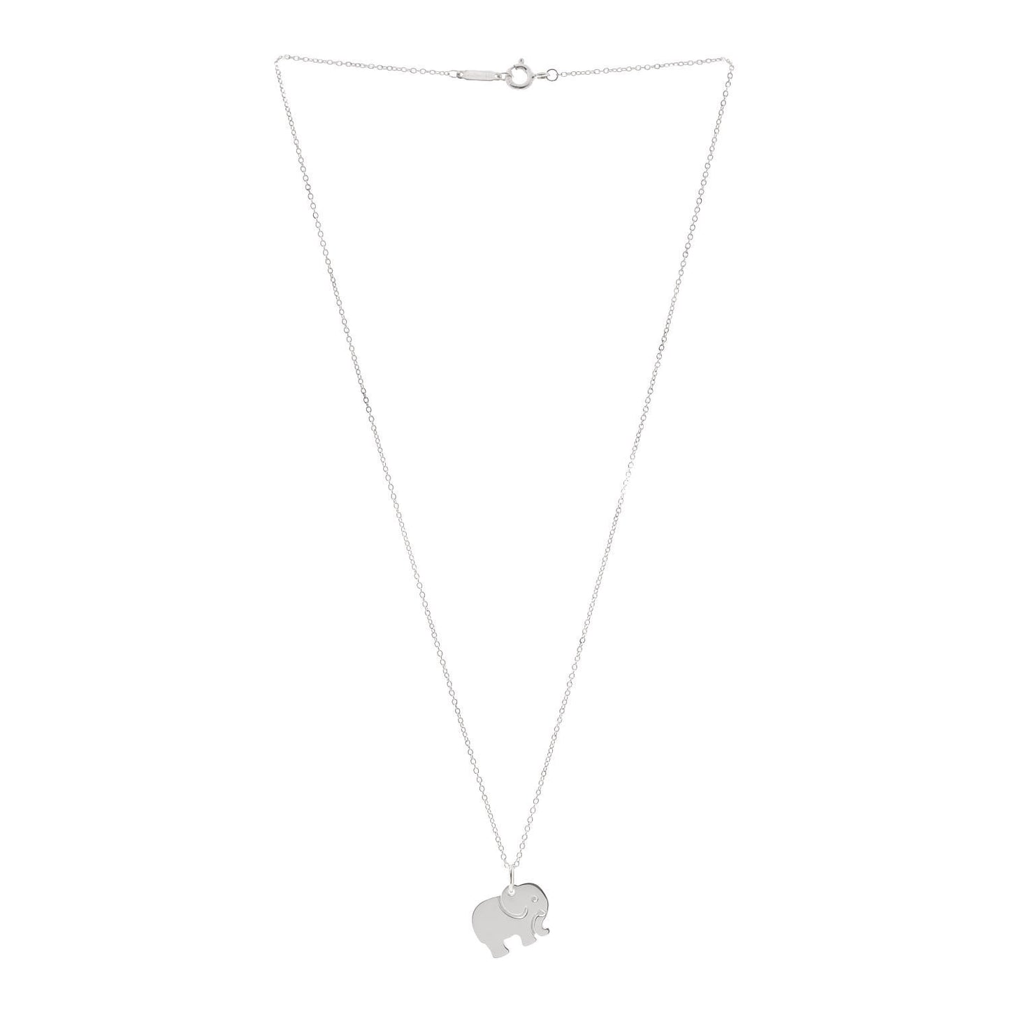 Sterling Silver Elephant Never Forgets Pendant Necklace